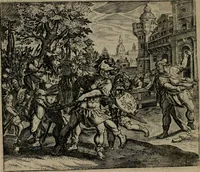 An illustration from Omnium virtutum christianarum exemplo Dauidis : pastoris, militis, ducis, exsulis ac prophetae longe praestantissimi nobis adumbratarum speculum purum ac pellucidum, omnibus & singulis piè ac Christianè vivere volentibus perutile ac necessarium : quod etiam figuris Aeneis perpulchris ac artificiosis adornatum (1632)