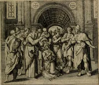 An illustration from Omnium virtutum christianarum exemplo Dauidis : pastoris, militis, ducis, exsulis ac prophetae longe praestantissimi nobis adumbratarum speculum purum ac pellucidum, omnibus & singulis piè ac Christianè vivere volentibus perutile ac necessarium : quod etiam figuris Aeneis perpulchris ac artificiosis adornatum (1632)