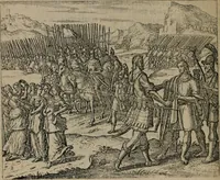 An illustration from Omnium virtutum christianarum exemplo Dauidis : pastoris, militis, ducis, exsulis ac prophetae longe praestantissimi nobis adumbratarum speculum purum ac pellucidum, omnibus & singulis piè ac Christianè vivere volentibus perutile ac necessarium : quod etiam figuris Aeneis perpulchris ac artificiosis adornatum (1632)