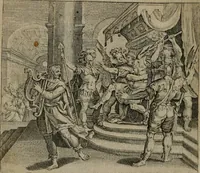An illustration from Omnium virtutum christianarum exemplo Dauidis : pastoris, militis, ducis, exsulis ac prophetae longe praestantissimi nobis adumbratarum speculum purum ac pellucidum, omnibus & singulis piè ac Christianè vivere volentibus perutile ac necessarium : quod etiam figuris Aeneis perpulchris ac artificiosis adornatum (1632)