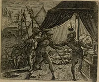 An illustration from Omnium virtutum christianarum exemplo Dauidis : pastoris, militis, ducis, exsulis ac prophetae longe praestantissimi nobis adumbratarum speculum purum ac pellucidum, omnibus & singulis piè ac Christianè vivere volentibus perutile ac necessarium : quod etiam figuris Aeneis perpulchris ac artificiosis adornatum (1632)