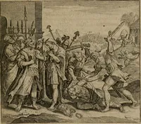 An illustration from Omnium virtutum christianarum exemplo Dauidis : pastoris, militis, ducis, exsulis ac prophetae longe praestantissimi nobis adumbratarum speculum purum ac pellucidum, omnibus & singulis piè ac Christianè vivere volentibus perutile ac necessarium : quod etiam figuris Aeneis perpulchris ac artificiosis adornatum (1632)