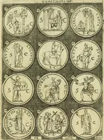 An illustration from Omnivm Caesarvm verissimae imagines ex antiqvis nvmismatis desvmptae : addita per brevi civvsqve vitae descriptiones ac diligenti eorvm qvae reperiri potvervnt nvmismatvm aversae partis delineatione ... (1554)