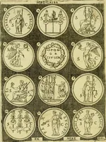 An illustration from Omnivm Caesarvm verissimae imagines ex antiqvis nvmismatis desvmptae : addita per brevi civvsqve vitae descriptiones ac diligenti eorvm qvae reperiri potvervnt nvmismatvm aversae partis delineatione ... (1554)