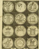 An illustration from Omnivm Caesarvm verissimae imagines ex antiqvis nvmismatis desvmptae : addita per brevi civvsqve vitae descriptiones ac diligenti eorvm qvae reperiri potvervnt nvmismatvm aversae partis delineatione ... (1554)