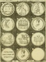 An illustration from Omnivm Caesarvm verissimae imagines ex antiqvis nvmismatis desvmptae : addita per brevi civvsqve vitae descriptiones ac diligenti eorvm qvae reperiri potvervnt nvmismatvm aversae partis delineatione ... (1554)