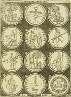 An illustration from Omnivm Caesarvm verissimae imagines ex antiqvis nvmismatis desvmptae : addita per brevi civvsqve vitae descriptiones ac diligenti eorvm qvae reperiri potvervnt nvmismatvm aversae partis delineatione ... (1554)