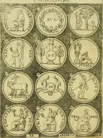 An illustration from Omnivm Caesarvm verissimae imagines ex antiqvis nvmismatis desvmptae : addita per brevi civvsqve vitae descriptiones ac diligenti eorvm qvae reperiri potvervnt nvmismatvm aversae partis delineatione ... (1554)