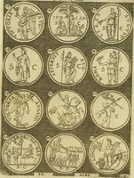 An illustration from Omnivm Caesarvm verissimae imagines ex antiqvis nvmismatis desvmptae : addita per brevi civvsqve vitae descriptiones ac diligenti eorvm qvae reperiri potvervnt nvmismatvm aversae partis delineatione ... (1554)