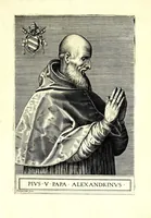An illustration from Onvphrii Panvinii veronensis, fratris Eremitae Augustiniani, XXVII. pontificvm maximorvm elogia et imagines : accuratissime ad uiuum aeneis typeis delineatae (1568)