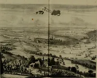 An illustration from Oorsprongk, Begin, en Vervolgh der Nederlandsche Oorlogen, beroerten, en Borgerlyke Oneenigheden : beginnende met d'opdracht der selve Landen, gedaen by Keyser Karel den Vijfden, aen sijnen Soon Konink Philippus van Spanjen, en eindigende met het einde van 't jaer M D C (1679)