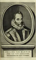 An illustration from Oorsprongk, Begin, en Vervolgh der Nederlandsche Oorlogen, beroerten, en Borgerlyke Oneenigheden : beginnende met d'opdracht der selve Landen, gedaen by Keyser Karel den Vijfden, aen sijnen Soon Konink Philippus van Spanjen, en eindigende met het einde van 't jaer M D C (1679)