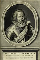 An illustration from Oorsprongk, Begin, en Vervolgh der Nederlandsche Oorlogen, beroerten, en Borgerlyke Oneenigheden : beginnende met d'opdracht der selve Landen, gedaen by Keyser Karel den Vijfden, aen sijnen Soon Konink Philippus van Spanjen, en eindigende met het einde van 't jaer M D C (1679)