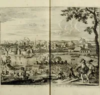 An illustration from Oorsprongk, Begin, en Vervolgh der Nederlandsche Oorlogen, beroerten, en Borgerlyke Oneenigheden : beginnende met d'opdracht der selve Landen, gedaen by Keyser Karel den Vijfden, aen sijnen Soon Konink Philippus van Spanjen, en eindigende met het einde van 't jaer M D C (1679)