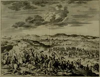 An illustration from Oorsprongk, Begin, en Vervolgh der Nederlandsche Oorlogen, beroerten, en Borgerlyke Oneenigheden : beginnende met d'opdracht der selve Landen, gedaen by Keyser Karel den Vijfden, aen sijnen Soon Konink Philippus van Spanjen, en eindigende met het einde van 't jaer M D C (1679)