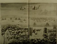 An illustration from Oorsprongk, Begin, en Vervolgh der Nederlandsche Oorlogen, beroerten, en Borgerlyke Oneenigheden : beginnende met d'opdracht der selve Landen, gedaen by Keyser Karel den Vijfden, aen sijnen Soon Konink Philippus van Spanjen, en eindigende met het einde van 't jaer M D C (1679)