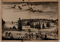 An illustration from Oost-Indische voyagie; vervattende veel voorname voorvallen en ongemeene oreemde geschiedenissen, bloedige zee- en landtgevechten tegen de Portugeesen en Makassaren .. (1676)