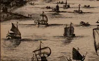 An illustration from Oost-Indische voyagie; vervattende veel voorname voorvallen en ongemeene oreemde geschiedenissen, bloedige zee- en landtgevechten tegen de Portugeesen en Makassaren .. (1676)