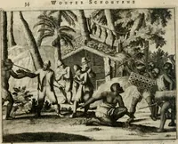 An illustration from Oost-Indische voyagie; vervattende veel voorname voorvallen en ongemeene oreemde geschiedenissen, bloedige zee- en landtgevechten tegen de Portugeesen en Makassaren .. (1676)
