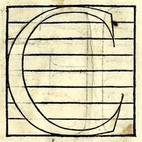 An illustration from Opera di frate Vespasiano Amphiareo da Ferrara dell'ordine minore conventvale, nella qvale s'insegna a scrivere varie sorti di lettere : & massime una lettera bastarda da lui nouamente con sua industria ritrouata, laquale serue al cancellaresco & mercantesco : poi insegna a far l'inchiostro negrissimo con tanta facilità, che ciascuno per semplice che sia, lo saprà far da se : anchora a macinar l'oro, & scriuere con esso come si farà con l'inchiostro, parimente a scriuere con l'azurro, & col cenaprio : opera vtilissima, e molto necessaria all'uso humano : aggivntovi di nvovo dve bellissimi alpha beti di maiuscole, che nell'altre impressioni non si sono piu stampati (1572)