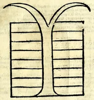 An illustration from Opera di frate Vespasiano Amphiareo da Ferrara dell'ordine minore conventvale, nella qvale s'insegna a scrivere varie sorti di lettere : & massime una lettera bastarda da lui nouamente con sua industria ritrouata, laquale serue al cancellaresco & mercantesco : poi insegna a far l'inchiostro negrissimo con tanta facilità, che ciascuno per semplice che sia, lo saprà far da se : anchora a macinar l'oro, & scriuere con esso come si farà con l'inchiostro, parimente a scriuere con l'azurro, & col cenaprio : opera vtilissima, e molto necessaria all'uso humano : aggivntovi di nvovo dve bellissimi alpha beti di maiuscole, che nell'altre impressioni non si sono piu stampati (1572)