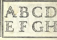 An illustration from Opera di frate Vespasiano Amphiareo da Ferrara dell'ordine minore conventvale, nella qvale s'insegna a scrivere varie sorti di lettere : & massime una lettera bastarda da lui nouamente con sua industria ritrouata, laquale serue al cancellaresco & mercantesco : poi insegna a far l'inchiostro negrissimo con tanta facilità, che ciascuno per semplice che sia, lo saprà far da se : anchora a macinar l'oro, & scriuere con esso come si farà con l'inchiostro, parimente a scriuere con l'azurro, & col cenaprio : opera vtilissima, e molto necessaria all'uso humano : aggivntovi di nvovo dve bellissimi alpha beti di maiuscole, che nell'altre impressioni non si sono piu stampati (1572)
