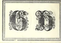 An illustration from Opera di frate Vespasiano Amphiareo da Ferrara dell'ordine minore conventvale, nella qvale s'insegna a scrivere varie sorti di lettere : & massime una lettera bastarda da lui nouamente con sua industria ritrouata, laquale serue al cancellaresco & mercantesco : poi insegna a far l'inchiostro negrissimo con tanta facilità, che ciascuno per semplice che sia, lo saprà far da se : anchora a macinar l'oro, & scriuere con esso come si farà con l'inchiostro, parimente a scriuere con l'azurro, & col cenaprio : opera vtilissima, e molto necessaria all'uso humano : aggivntovi di nvovo dve bellissimi alpha beti di maiuscole, che nell'altre impressioni non si sono piu stampati (1572)