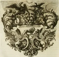 An illustration from Opera historica et philologica, sacra et profana. In quibus historia Boica, res augustanae, conversio & passio ss. martyrum Afrae, Hilariae, Dignae [et al.] ... continentur (1682)