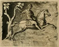 An illustration from Opera historica et philologica, sacra et profana. In quibus historia Boica, res augustanae, conversio & passio ss. martyrum Afrae, Hilariae, Dignae [et al.] ... continentur (1682)
