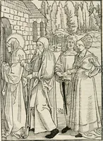 An illustration from Opera Hrosuite : illustris uirginis et monialis Germane, gente Saxonico orte (1501)