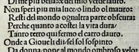 An illustration from Opera noua del preclarissimo messer Bernardo Accolti Aretino, scriptore apostolico & abreuiatore : zoe, soneti, capitoli, strãmoti, & vna comedia : con dui capitoli, vno in laude dela Madonna Laltro de la Fede (1519)