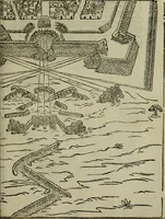 An illustration from Opera nvova di fortificare, offendere et difendere : et far gli alloggiamenti campali, secondo l'uso di guerra : aggiontovi nel fine vn trattato de gl'essamini de' bombardieri, & di far fuochi arteficiati : cosa molto vtile e dilettevole (1564)