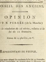 An illustration from Opinion de P.N. Perrée (de la Manche) sur la résolution du 25 nivôse, relative à la loi du 10 brumaire : séance du 19 pluviôse, an V. (1797)