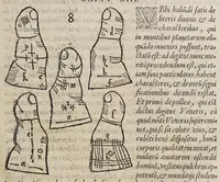 Picture 1 of 46 from Opus mathematicum octo libros complectens, : innumeris propemodum figuris idealibus manuum et physiognomiae, aliisque adornatum, quorum sex priores libri absolutissimae cheiromantiae theoricam, praxim, doctrinam, artem, & experientiam verissimam continent. Septimus physiognomiae dispositionem, hominʹumque omnium qualitates & complexiones. Octauus periaxiomata de faciebus signorum, & quid sol in vnaquaque domo existens, natis polliceatur. Remedia quoque omnium ægritudinum complectitur. Et naturalem astrologiam atq[ue] effectus lunae quoad diuersas ægritudines. Item isagogen astrologiæ iudiciariae, & totius diuinatricis artis encomia. Omnibus matheseos, cheiromantiae, philosophiae, & medicinæ studiosis vtiles ac necessarij. (1583), leaf 51