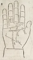 An illustration from Opvs mathematicvm octo libros complectens : innvmeris propemodvm figvris idealibvs manvvm et physiognomiae, aliisqve adornatvm, qvorvm sex priores libri absolutissimae cheiromantiae theoricam, praxim, doctrinam, artem, & experientiam verissimam continent : septimus physiognomiae dispositionem, hominumque omnium qualitates & complexiones : octauus periaxiomata de faciebus signorum, & quid sol in vnaquaque domo existens, natis polliceatur : remedia quoq; omnium aegritudinum complectitur : et naturalem astrologiam atq; effectus lunae quoad diuersas aegritudines : item isagogen astrologiae iudiciariae, & totius diuinatricis artis encomia ... (1562)