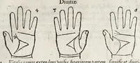 An illustration from Opvs mathematicvm octo libros complectens : innvmeris propemodvm figvris idealibvs manvvm et physiognomiae, aliisqve adornatvm, qvorvm sex priores libri absolutissimae cheiromantiae theoricam, praxim, doctrinam, artem, & experientiam verissimam continent : septimus physiognomiae dispositionem, hominumque omnium qualitates & complexiones : octauus periaxiomata de faciebus signorum, & quid sol in vnaquaque domo existens, natis polliceatur : remedia quoq; omnium aegritudinum complectitur : et naturalem astrologiam atq; effectus lunae quoad diuersas aegritudines : item isagogen astrologiae iudiciariae, & totius diuinatricis artis encomia ... (1562)