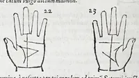 An illustration from Opvs mathematicvm octo libros complectens : innvmeris propemodvm figvris idealibvs manvvm et physiognomiae, aliisqve adornatvm, qvorvm sex priores libri absolutissimae cheiromantiae theoricam, praxim, doctrinam, artem, & experientiam verissimam continent : septimus physiognomiae dispositionem, hominumque omnium qualitates & complexiones : octauus periaxiomata de faciebus signorum, & quid sol in vnaquaque domo existens, natis polliceatur : remedia quoq; omnium aegritudinum complectitur : et naturalem astrologiam atq; effectus lunae quoad diuersas aegritudines : item isagogen astrologiae iudiciariae, & totius diuinatricis artis encomia ... (1562)