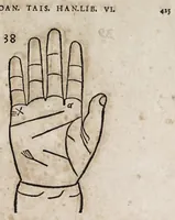 An illustration from Opvs mathematicvm octo libros complectens : innvmeris propemodvm figvris idealibvs manvvm et physiognomiae, aliisqve adornatvm, qvorvm sex priores libri absolutissimae cheiromantiae theoricam, praxim, doctrinam, artem, & experientiam verissimam continent : septimus physiognomiae dispositionem, hominumque omnium qualitates & complexiones : octauus periaxiomata de faciebus signorum, & quid sol in vnaquaque domo existens, natis polliceatur : remedia quoq; omnium aegritudinum complectitur : et naturalem astrologiam atq; effectus lunae quoad diuersas aegritudines : item isagogen astrologiae iudiciariae, & totius diuinatricis artis encomia ... (1562)