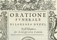 An illustration from Oratione fvnerale di Lorenzo Dvcci nell'essequie di Torqvato Tasso (1600)