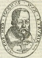 An illustration from Orazione fvnerale di Benedetto Betti : da lui publicamente recitata nelle esequie del sereniss. Cosimo Medici gran duca di Toscana : celebrate il dì 13. de giugnio 1574. nella Compagnia di S. Giouanni Vangelista : con la descrizione dell'apparato messa nel fine (1574)