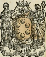 An illustration from Orazione fvnerale del cavalier Lionardo Salviati : da lui publicamente recitata nell'esequie del sereniss. Cosimo Medici grandvca di Toscana, gran maestro della relligione de' Caualieri di Santo Stefano : celebrate l'vltimo dì d'aprile dell'anno 1574 nella chiesa dell'ordine in Pisa (1574)