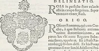 An illustration from Orbis Polonvs, splendoribus caeli: Triumphis mundi: pulchritudine animantium: decore aquatilium: naturae excellentia reptilium, condecoratvs. In qvo antiqva Sarmatarvm gentilitia, pervetvstae nobilitatis polonae insignia, vetera & noua indigenatus meritorum praemia & arma, specificantur & relucent. Nunc primum, vt Latinitati consecratus, ita claritate & veritate perspicuus (1641)