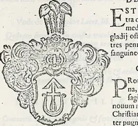 An illustration from Orbis Polonvs, splendoribus caeli: Triumphis mundi: pulchritudine animantium: decore aquatilium: naturae excellentia reptilium, condecoratvs. In qvo antiqva Sarmatarvm gentilitia, pervetvstae nobilitatis polonae insignia, vetera & noua indigenatus meritorum praemia & arma, specificantur & relucent. Nunc primum, vt Latinitati consecratus, ita claritate & veritate perspicuus (1641)