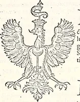 An illustration from Orbis Polonvs, splendoribus caeli: Triumphis mundi: pulchritudine animantium: decore aquatilium: naturae excellentia reptilium, condecoratvs. In qvo antiqva Sarmatarvm gentilitia, pervetvstae nobilitatis polonae insignia, vetera & noua indigenatus meritorum praemia & arma, specificantur & relucent. Nunc primum, vt Latinitati consecratus, ita claritate & veritate perspicuus (1641)
