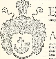 An illustration from Orbis Polonvs, splendoribus caeli: Triumphis mundi: pulchritudine animantium: decore aquatilium: naturae excellentia reptilium, condecoratvs. In qvo antiqva Sarmatarvm gentilitia, pervetvstae nobilitatis polonae insignia, vetera & noua indigenatus meritorum praemia & arma, specificantur & relucent. Nunc primum, vt Latinitati consecratus, ita claritate & veritate perspicuus (1641)