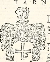An illustration from Orbis Polonvs, splendoribus caeli: Triumphis mundi: pulchritudine animantium: decore aquatilium: naturae excellentia reptilium, condecoratvs. In qvo antiqva Sarmatarvm gentilitia, pervetvstae nobilitatis polonae insignia, vetera & noua indigenatus meritorum praemia & arma, specificantur & relucent. Nunc primum, vt Latinitati consecratus, ita claritate & veritate perspicuus (1641)