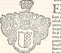 An illustration from Orbis Polonvs, splendoribus caeli: Triumphis mundi: pulchritudine animantium: decore aquatilium: naturae excellentia reptilium, condecoratvs. In qvo antiqva Sarmatarvm gentilitia, pervetvstae nobilitatis polonae insignia, vetera & noua indigenatus meritorum praemia & arma, specificantur & relucent. Nunc primum, vt Latinitati consecratus, ita claritate & veritate perspicuus (1641)