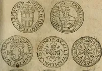 An illustration from Ordonnancie ende instructie naer de welcke voort-aen hen moeten reguleren die ghesworen wisselaers ofte collecteurs vande goude ende silvere penningen, wesende verboden, gheschroyt, te licht oft te seer versleten, ende oversulex verclaert ende ghehouden voor billoen, daer toe geoommitteert om de selve te leveren inde munten van Sijne Majesteyt, ende al daer bekeert te worden in penninghen van hunnen slaghe (1633)