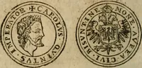 An illustration from Ordonnancie ende instructie naer de welcke voort-aen hen moeten reguleren die ghesworen wisselaers ofte collecteurs vande goude ende silvere penningen, wesende verboden, gheschroyt, te licht oft te seer versleten, ende oversulex verclaert ende ghehouden voor billoen, daer toe geoommitteert om de selve te leveren inde munten van Sijne Majesteyt, ende al daer bekeert te worden in penninghen van hunnen slaghe (1633)