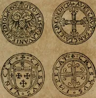 An illustration from Ordonnancie ende instructie naer de welcke voort-aen hen moeten reguleren die ghesworen wisselaers ofte collecteurs vande goude ende silvere penningen, wesende verboden, gheschroyt, te licht oft te seer versleten, ende oversulex verclaert ende ghehouden voor billoen, daer toe geoommitteert om de selve te leveren inde munten van Sijne Majesteyt, ende al daer bekeert te worden in penninghen van hunnen slaghe (1633)